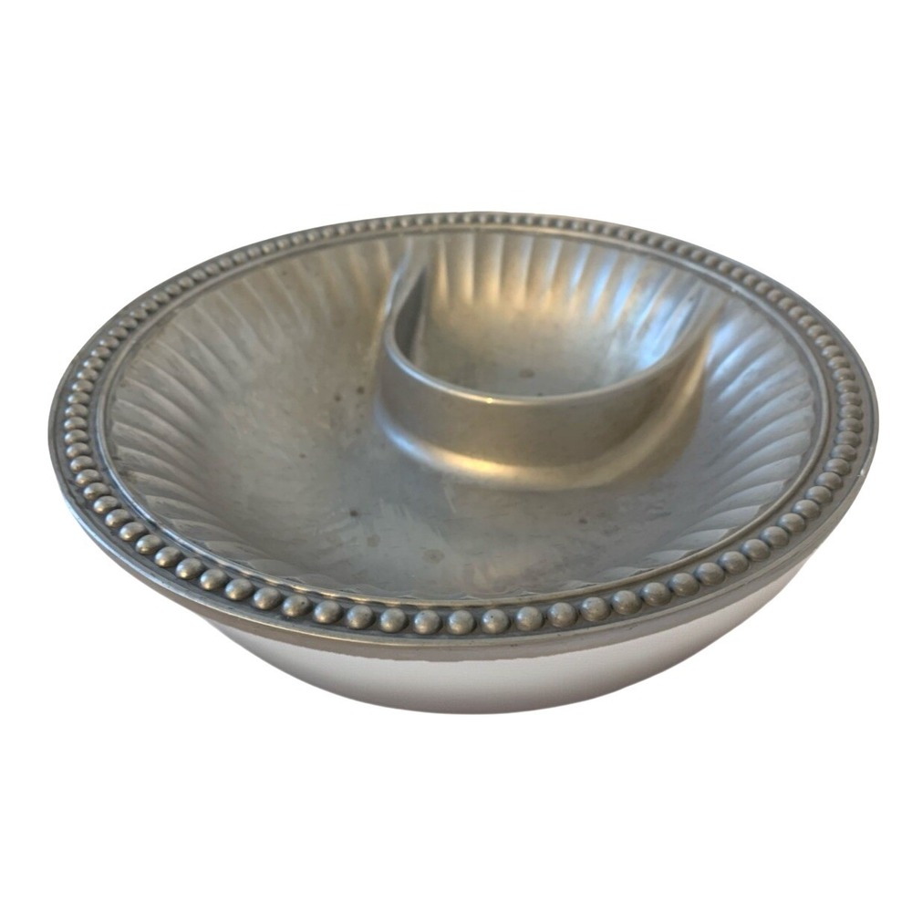 Wilton Armetale Chip and Dip Server Flutes and‎ Pearls Pewter Finish 11 inch